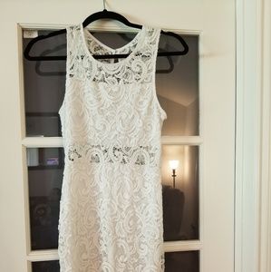 "Blue S" White Lace Dress
